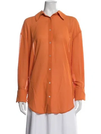 Pre-owned Helsa Long Sleeve Button-up Top In Orange