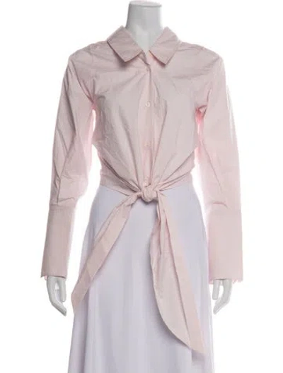 Pre-owned Helsa Long Sleeve Button-up Top In Pink