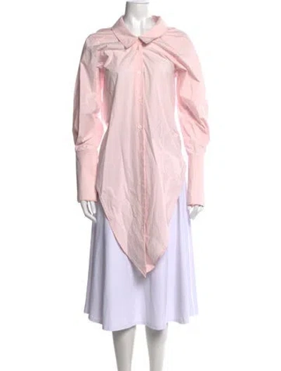 Pre-owned Helsa Long Sleeve Button-up Top In Pink