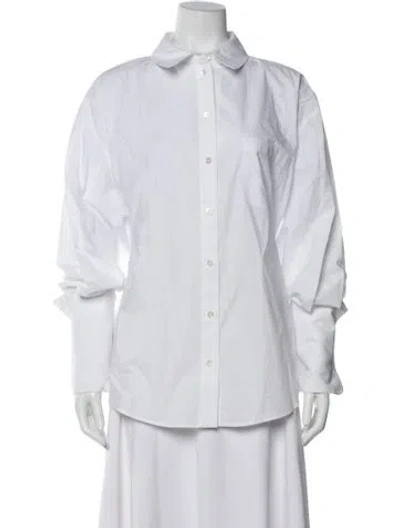 Pre-owned Helsa Long Sleeve Button-up Top In White