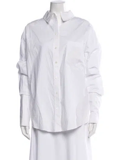 Pre-owned Helsa Long Sleeve Button-up Top In White