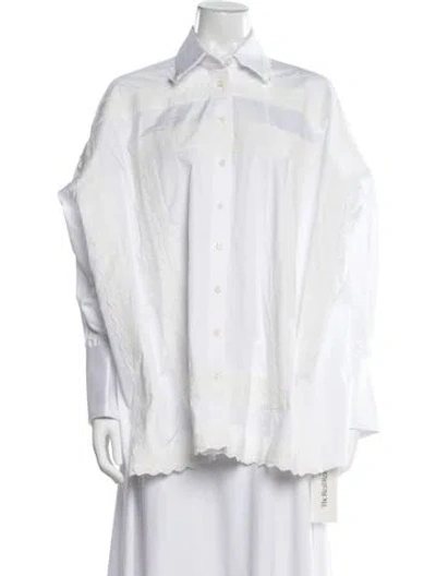 Pre-owned Helsa Long Sleeve Button-up Top In White