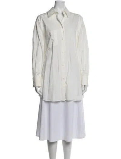 Pre-owned Helsa Long Sleeve Button-up Top In White