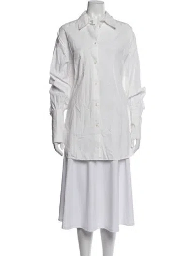 Pre-owned Helsa Long Sleeve Button-up Top In White