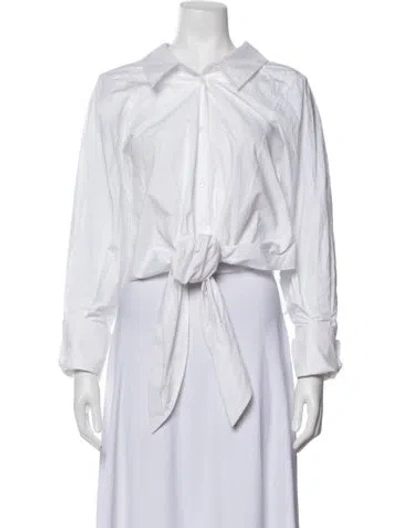 Pre-owned Helsa Long Sleeve Button-up Top In White