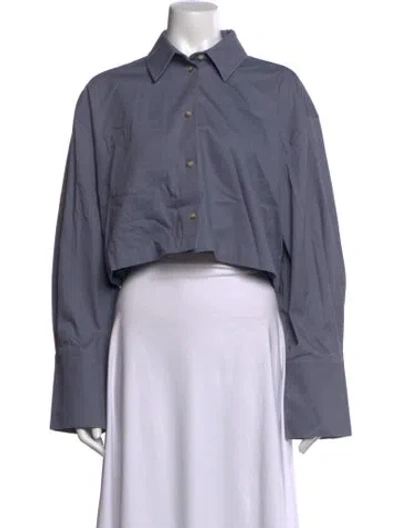 Pre-owned Helsa Long Sleeve Crop Top In Blue