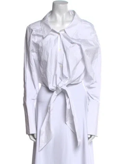 Pre-owned Helsa Long Sleeve Crop Top In White