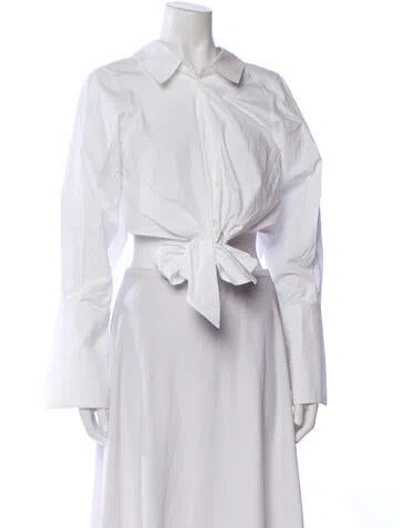 Pre-owned Helsa Long Sleeve Crop Top In White