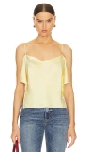 Helsa Luna Cowl Top In Pale Yellow