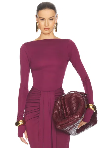 Helsa Matte Jersey Long Sleeve Top In Cabernet