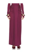 Helsa Matte Jersey Long Wrap Skirt In Wine