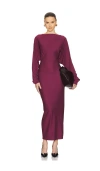 Helsa Matte Jersey Open Back Dress In Burgundy