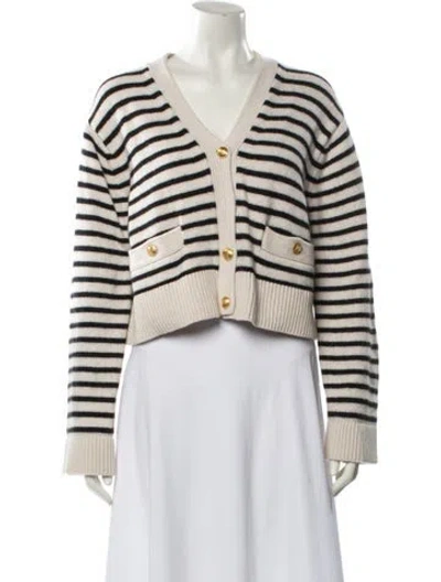 Pre-owned Helsa Merino Wool Striped Sweater In Black