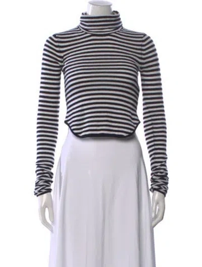 Pre-owned Helsa Merino Wool Striped Sweater In White