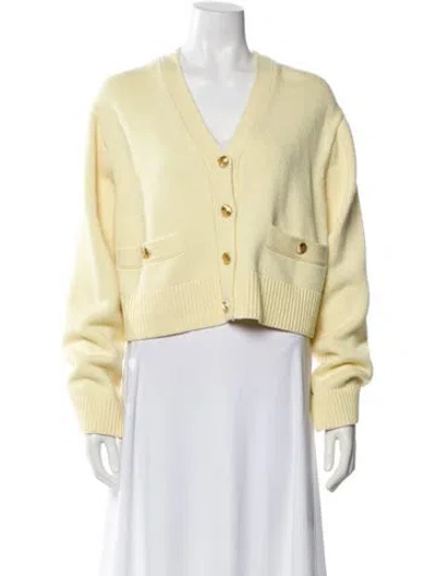 Pre-owned Helsa Merino Wool V-neck Sweater In Yellow