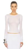 Helsa Mesh Long Sleeve Tee In 白色