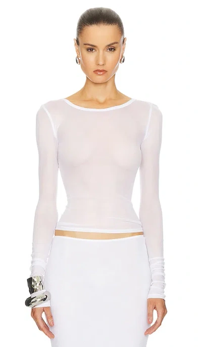 Helsa Mesh Long Sleeve Tee In White