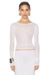 Helsa Mesh Long Sleeve Tee In White