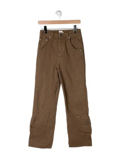 Pre-owned Helsa Mid-rise Straight Leg Jeans In Brown