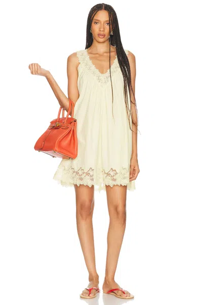 Helsa Mini Dress With Lace In Yellow