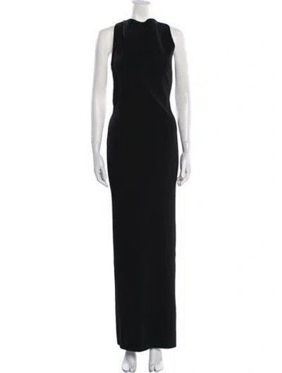 Pre-owned Helsa Mock Neck Long Dress In Black
