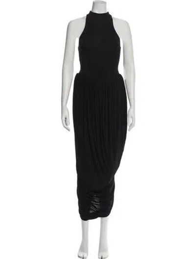 Pre-owned Helsa Mock Neck Long Dress In Black