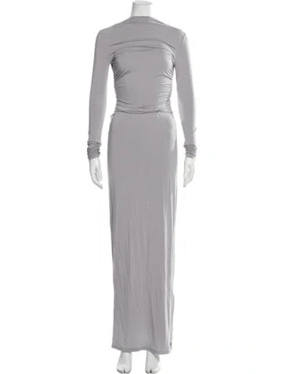 Pre-owned Helsa Mock Neck Long Dress In Gray