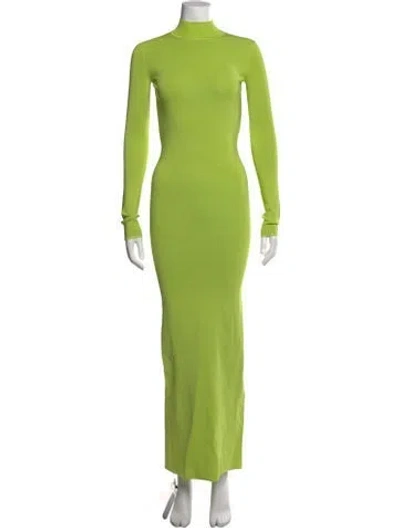 Pre-owned Helsa Mock Neck Long Dress In Green