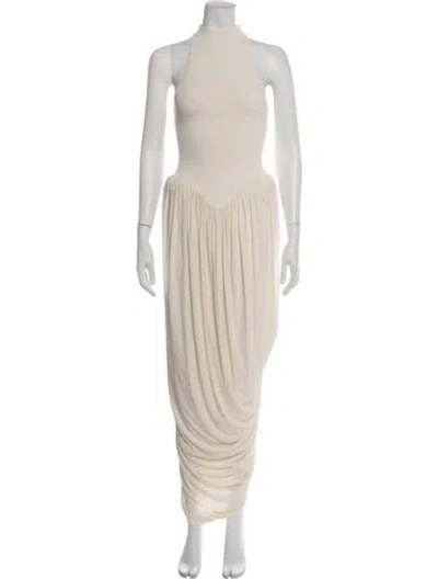 Pre-owned Helsa Mock Neck Long Dress In Neutrals