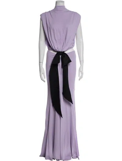 Pre-owned Helsa Mock Neck Long Dress In Purple