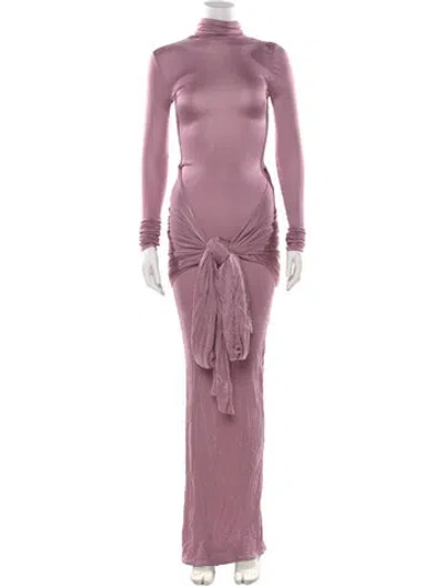 Pre-owned Helsa Mock Neck Long Dress In Purple