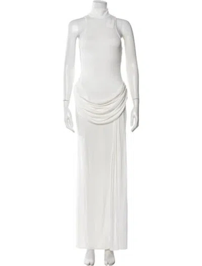 Pre-owned Helsa Mock Neck Long Dress In White
