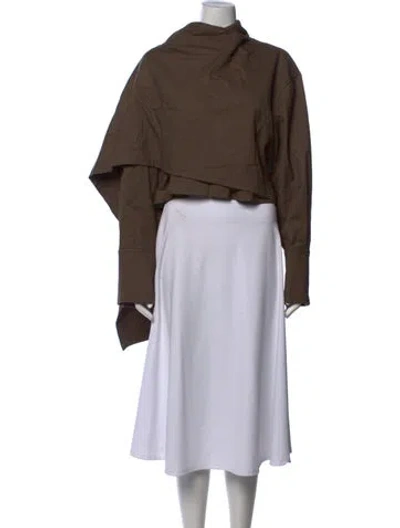 Pre-owned Helsa Mock Neck Long Sleeve Top In Brown