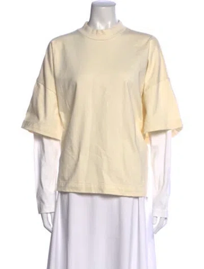 Pre-owned Helsa Mock Neck Long Sleeve T-shirt In Neutral