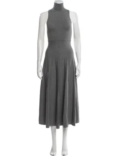 Pre-owned Helsa Mock Neck Midi Length Dress In Grey