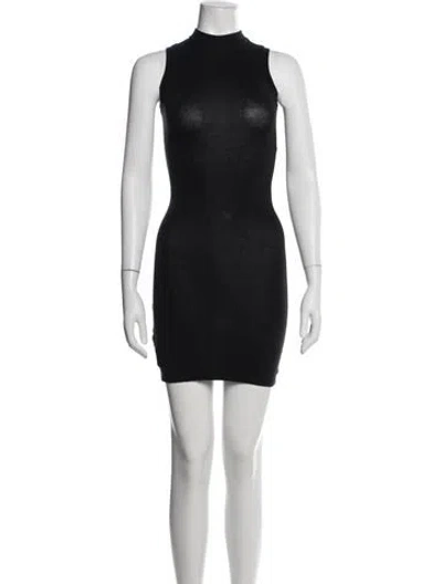 Pre-owned Helsa Mock Neck Mini Dress In Black