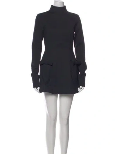 Pre-owned Helsa Mock Neck Mini Dress In Gray