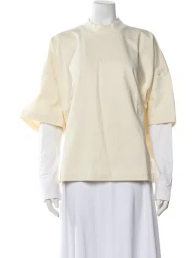 Pre-owned Helsa Mock Neck Short Sleeve T-shirt W/ Tags In Neutral