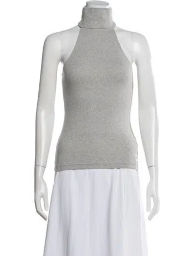 Pre-owned Helsa Mock Neck Sleeveless Top In Grey
