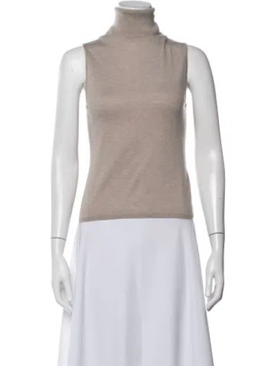 Pre-owned Helsa Mock Neck Sleeveless Top In Neutrals