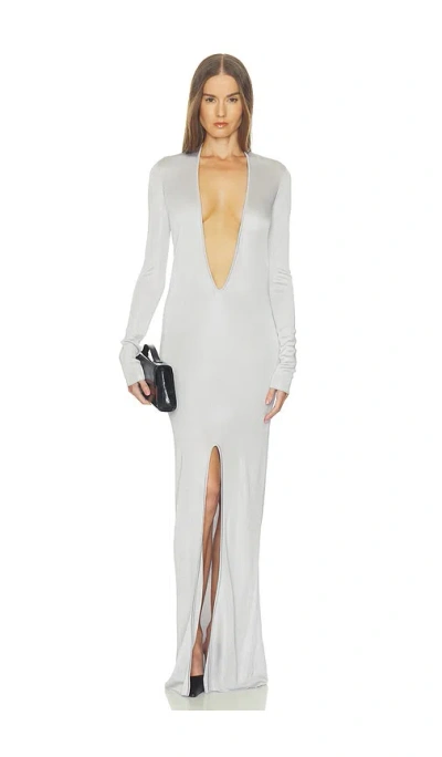 Helsa Monrow Plunge Knit Gown In White