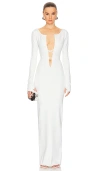 Helsa Niall Deep V Neck Dress In White
