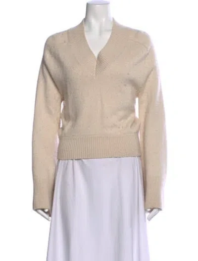 Pre-owned Helsa Nylon V-neck Sweater In Neutral