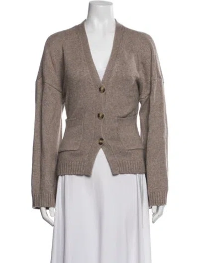Pre-owned Helsa Nylon V-neck Sweater In Neutrals