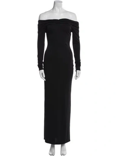 Pre-owned Helsa Off-the-shoulder Long Dress In Black