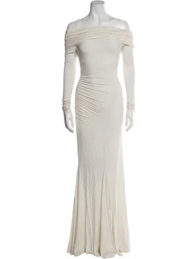 Pre-owned Helsa Off-the-shoulder Long Dress In Blue