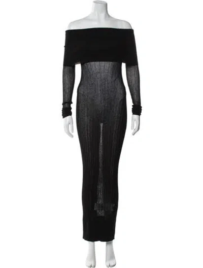 Pre-owned Helsa Off-the-shoulder Long Dress In Gray