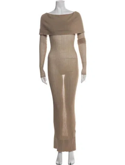 Pre-owned Helsa Off-the-shoulder Long Dress In Green