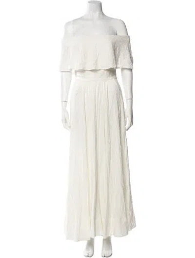 Pre-owned Helsa Off-the-shoulder Long Dress In Neutral