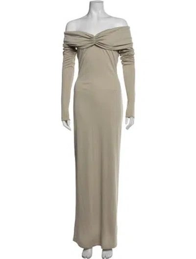 Pre-owned Helsa Off-the-shoulder Long Dress In Neutrals